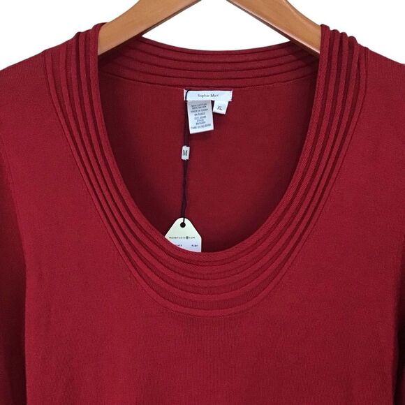 Sophie Max Ruby Red Sweater‎ Dress XL Cotton Blend Long Sleeve - Picture 2 of 11